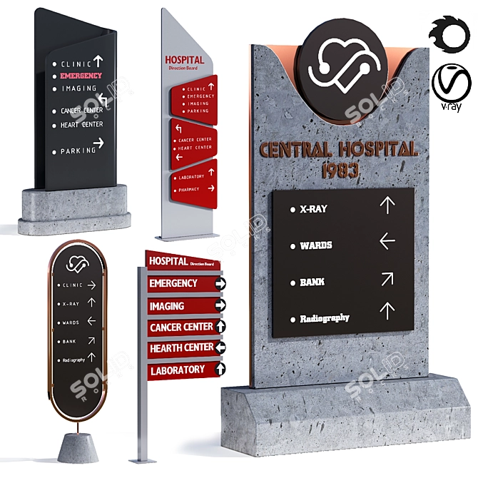 Exterior Hospital Info Board: Customizable 3D Models 3D model image 1