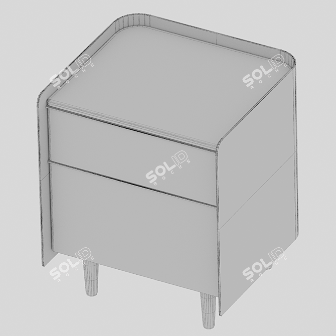 Sleek White & Black Bedside Table 3D model image 3