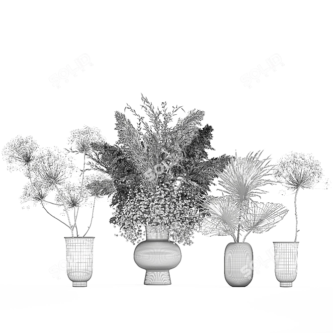 White Bouquet Set - Elegant Floral Decor 3D model image 6