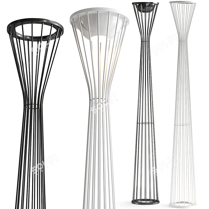 Sleek Wireframe Floor Lamp 3D model image 1