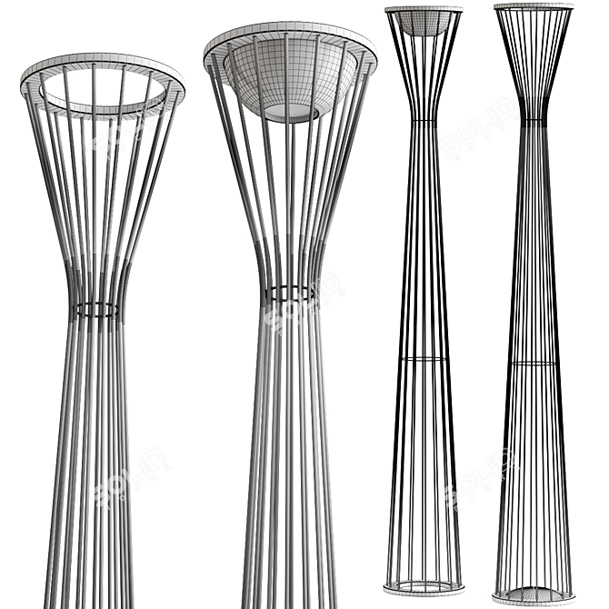 Sleek Wireframe Floor Lamp 3D model image 2