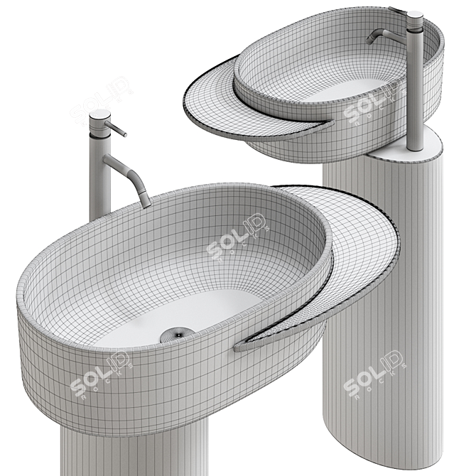 Ex t Washbasin Plateau Single - Modern and Functional 3D model image 2