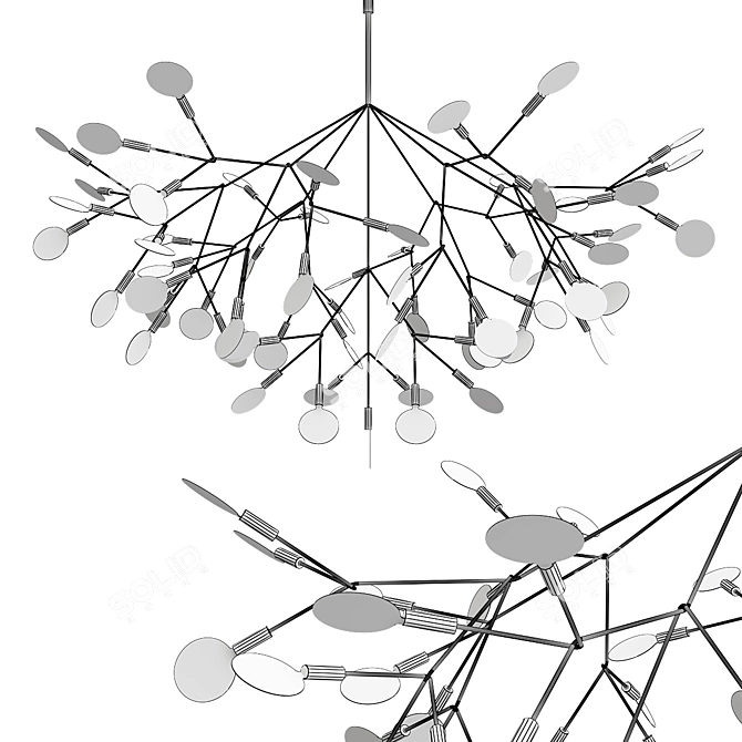 Modern Floral LED Chandelier 3D model image 3