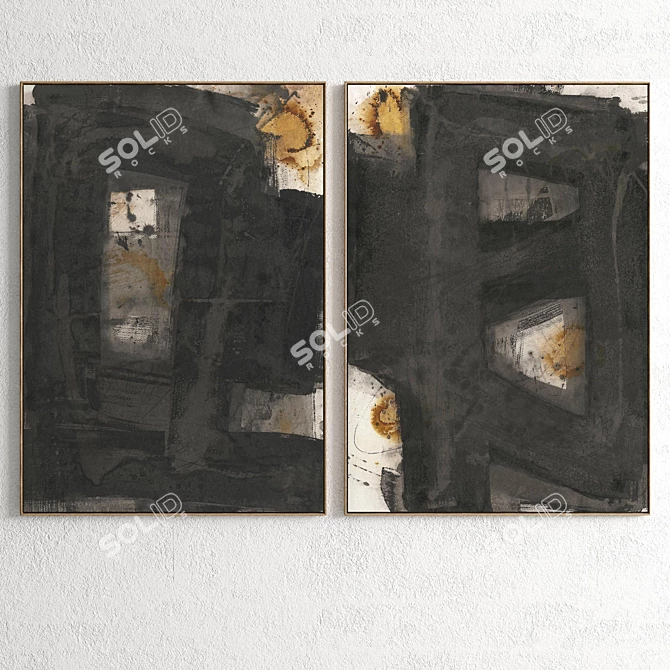 Rustic Dual Photo Frame 3D model image 2