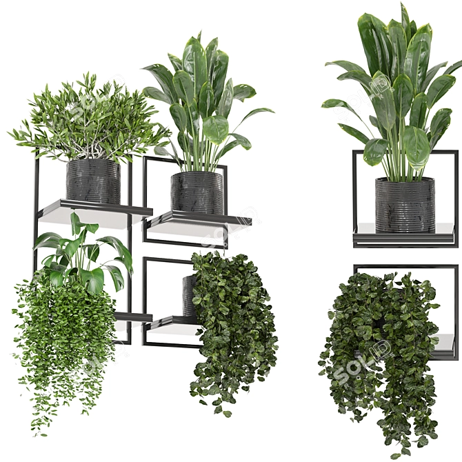 Metal Box Hanging Plant Set 3D model image 1