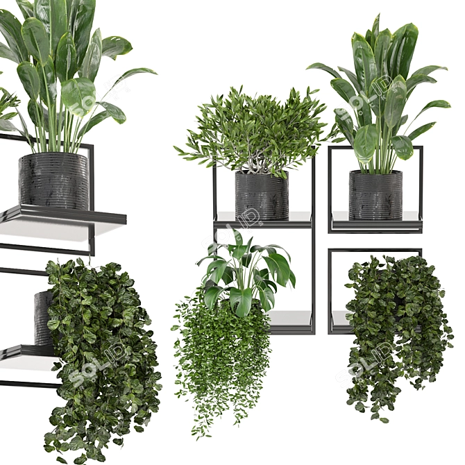 Metal Box Hanging Plant Set 3D model image 2