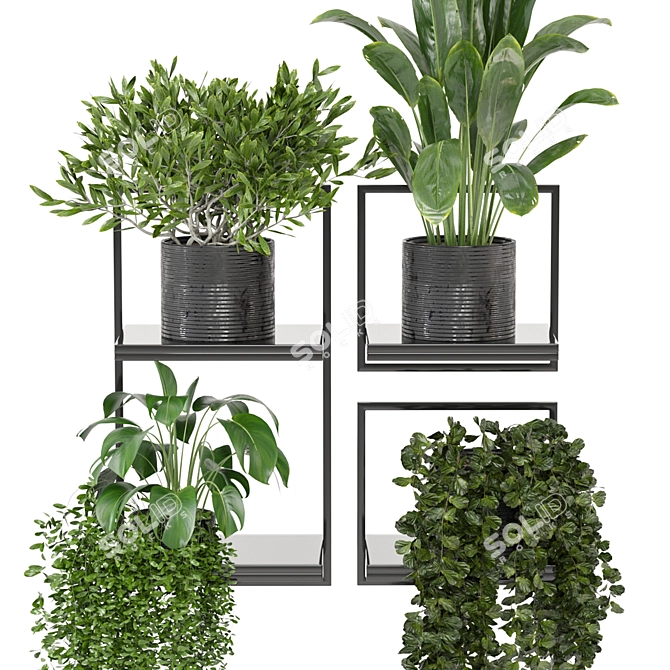 Metal Box Hanging Plant Set 3D model image 3