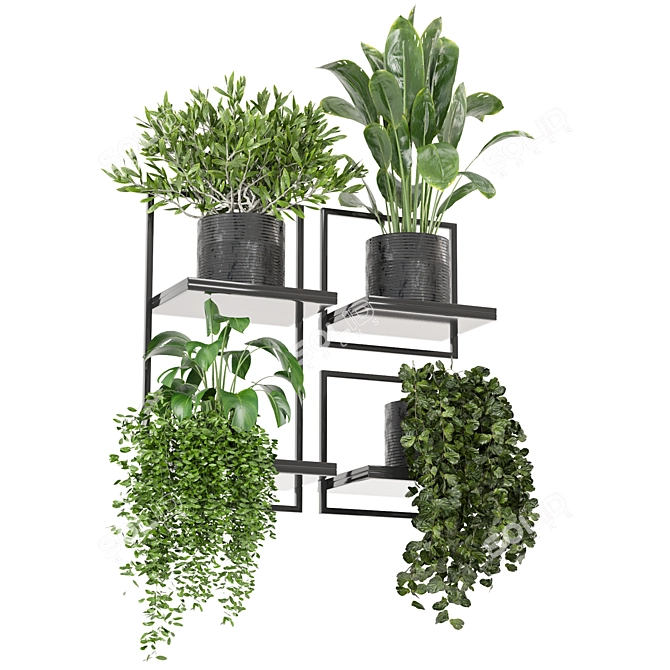 Metal Box Hanging Plant Set 3D model image 5