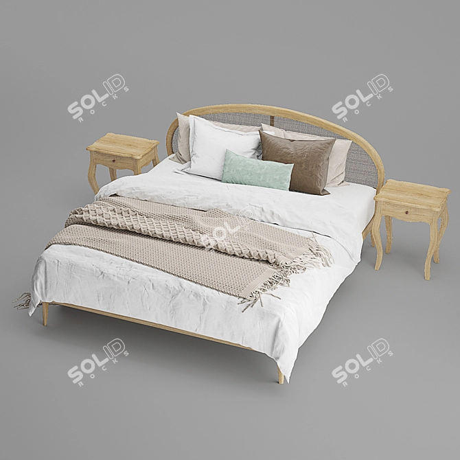 Modern Roselle Bed: Stylish and Comfortable 3D model image 6