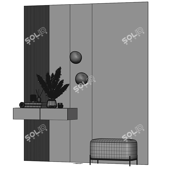 Stylish Hallway Console Set 3D model image 5