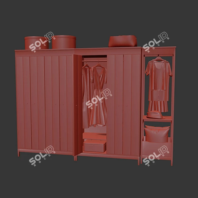 Modern IKEA IDANÄS Wardrobe Combination 3D model image 6