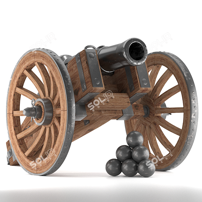 Medieval Pound Howitzer: Authentic Artillery Replica 3D model image 1