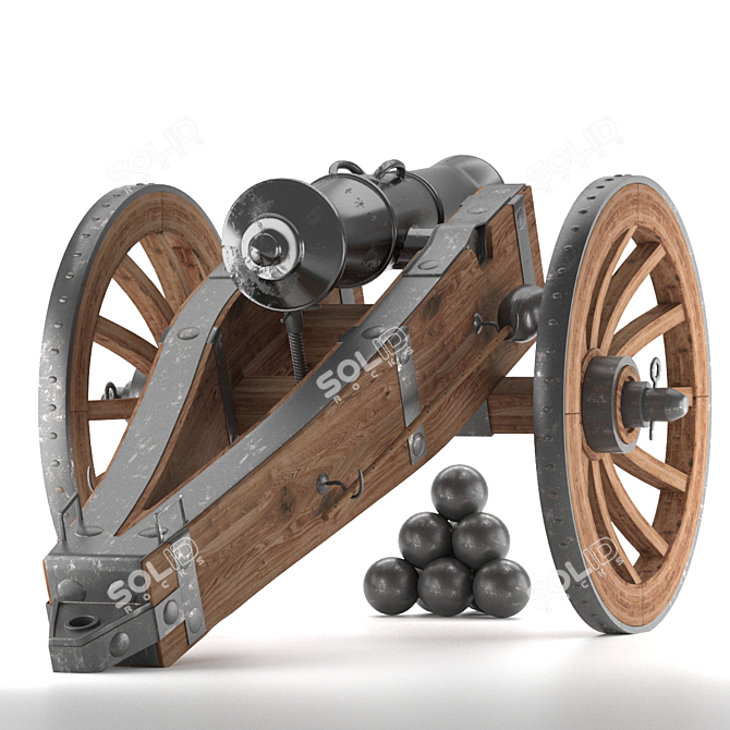 Medieval Pound Howitzer: Authentic Artillery Replica 3D model image 2