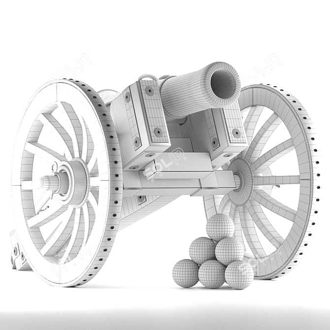 Medieval Pound Howitzer: Authentic Artillery Replica 3D model image 5