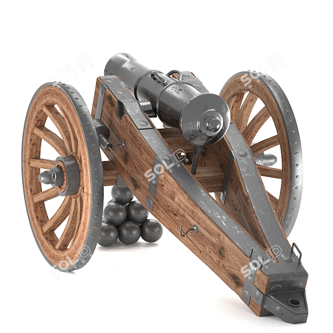 Medieval Pound Howitzer: Authentic Artillery Replica 3D model image 8