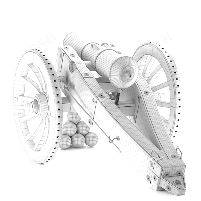 Medieval Pound Howitzer: Authentic Artillery Replica 3D model image 10