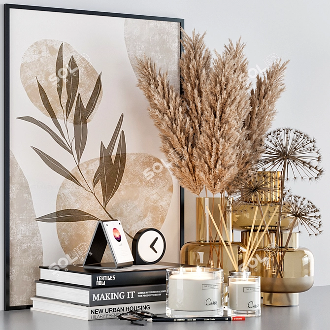 Elegant Decor Set: Vase, Books, Candlesticks 3D model image 3