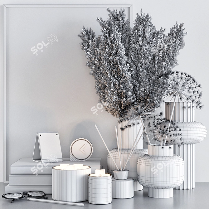 Elegant Decor Set: Vase, Books, Candlesticks 3D model image 5