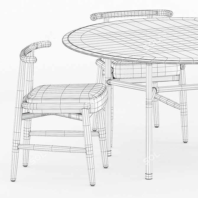 Elegant Emilia Chair and Hubert Round Table Set 3D model image 5