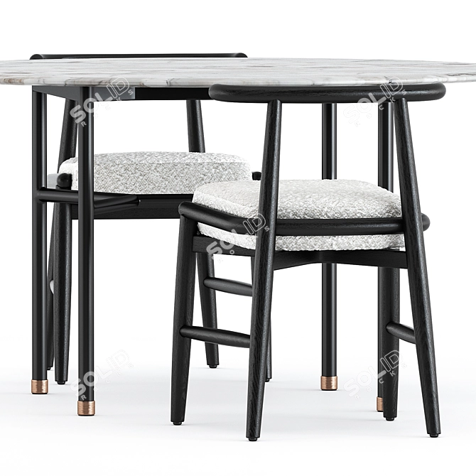 Elegant Emilia Chair and Hubert Round Table Set 3D model image 8