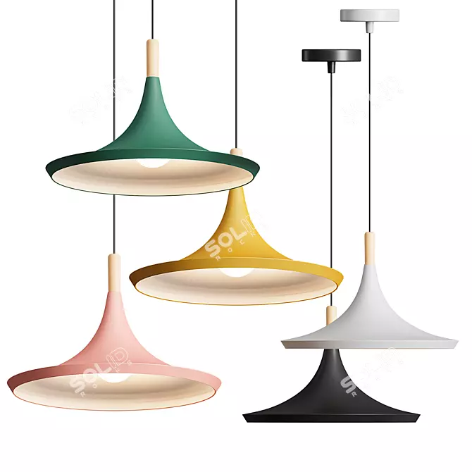 Nordic Macaron Pendant Lamp: Industrial Design with Vintage Twist 3D model image 1