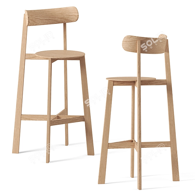 Modern Wood Bar Stool by Branca Lisboa 3D model image 1