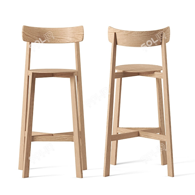 Modern Wood Bar Stool by Branca Lisboa 3D model image 2