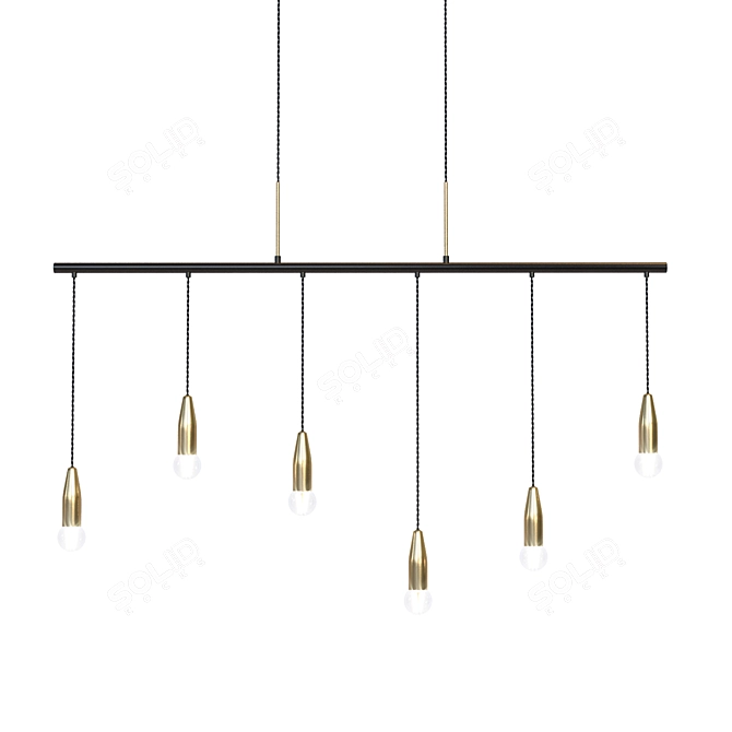 Sleek Metal Pendant with Six Lamps 3D model image 2