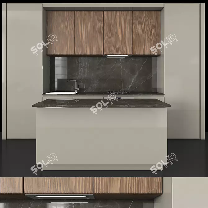 Complete Kitchen Set - Gas Hob, Sink & Cooker Hood 3D model image 1