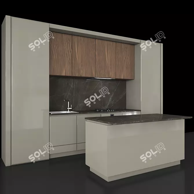 Complete Kitchen Set - Gas Hob, Sink & Cooker Hood 3D model image 3