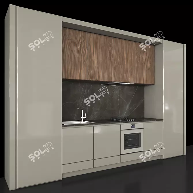 Complete Kitchen Set - Gas Hob, Sink & Cooker Hood 3D model image 4