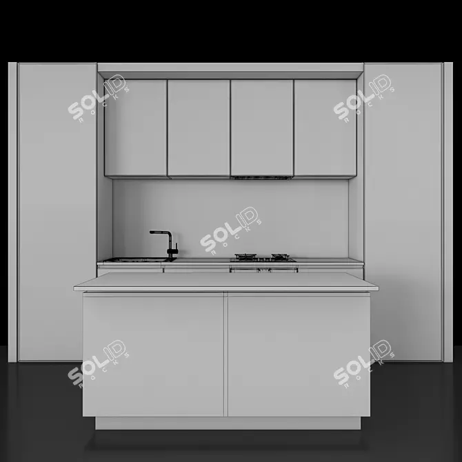 Complete Kitchen Set - Gas Hob, Sink & Cooker Hood 3D model image 6