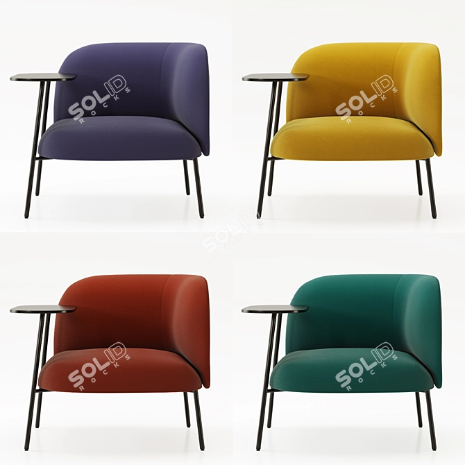 Modern Corner Fabric Armchair 3D model image 5