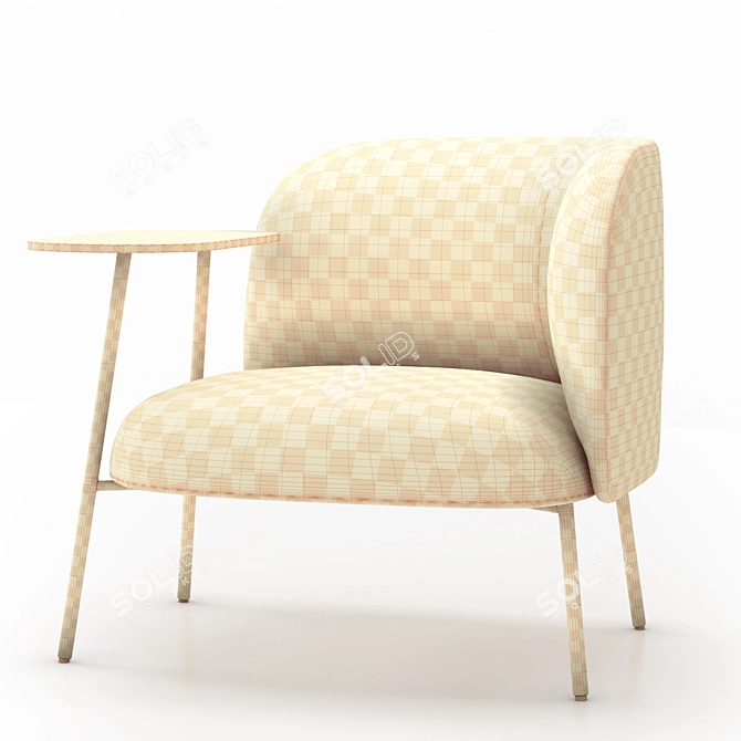 Modern Corner Fabric Armchair 3D model image 6