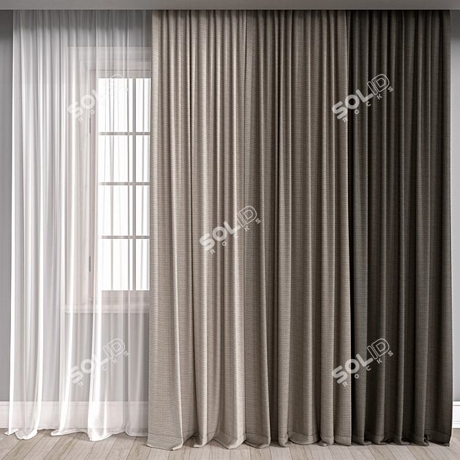Luxury Velvet Curtain - Vray & Corona Render 3D model image 1