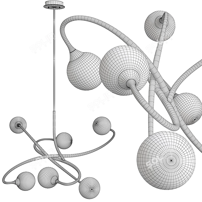 Solar Storm Chandelier: Elegant and Energy Efficient 3D model image 2