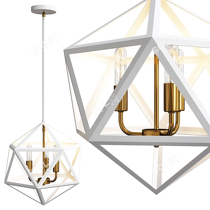 Modern Diamond Prism Lantern 3D model image 2