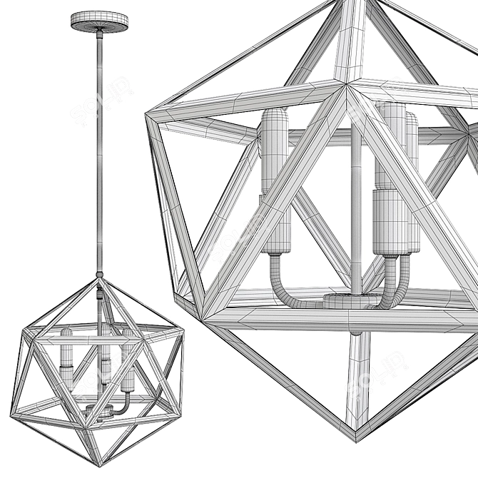 Modern Diamond Prism Lantern 3D model image 3