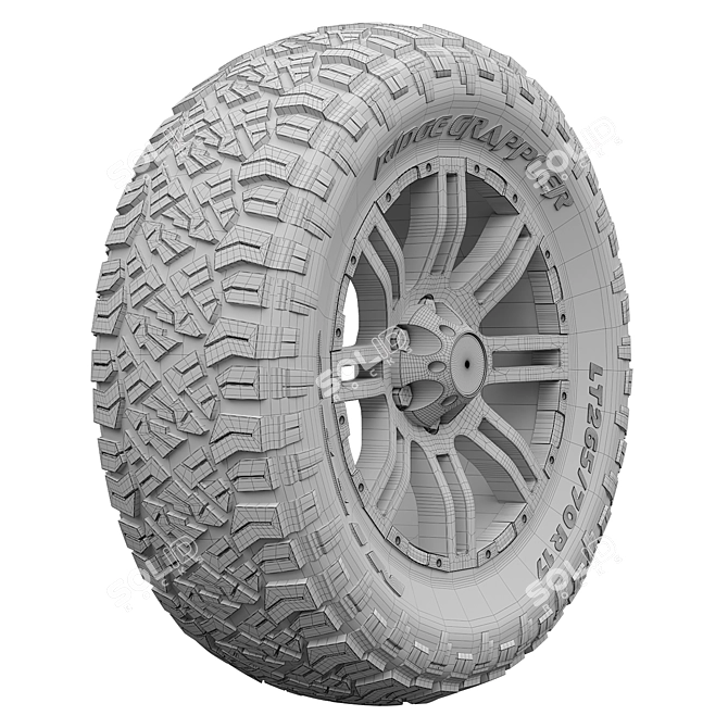 Off-Road Edge: Jeep Tires & Rims 3D model image 2