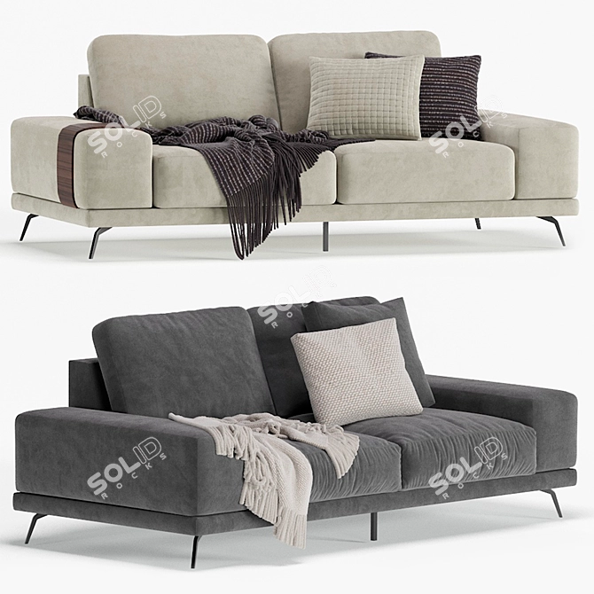 Modern Textile Grey Sofa 3D model image 1