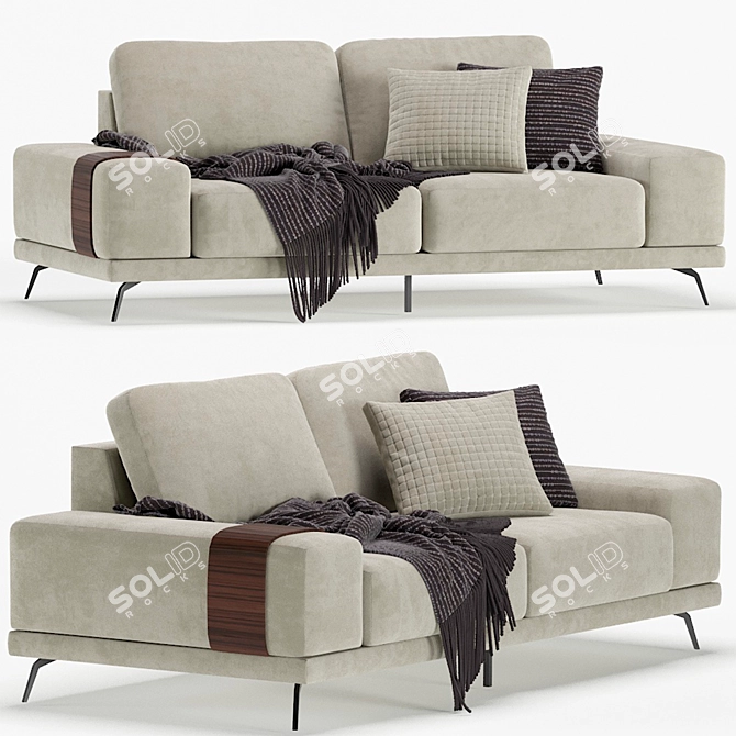 Modern Textile Grey Sofa 3D model image 2