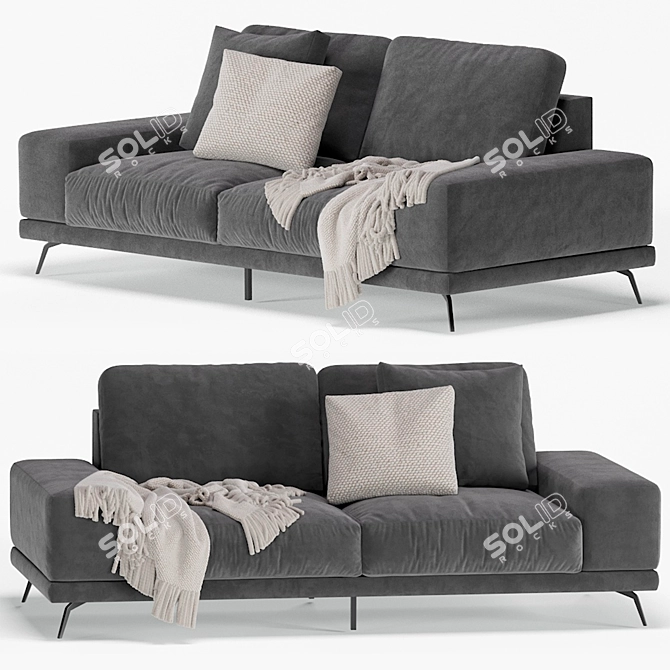 Modern Textile Grey Sofa 3D model image 3