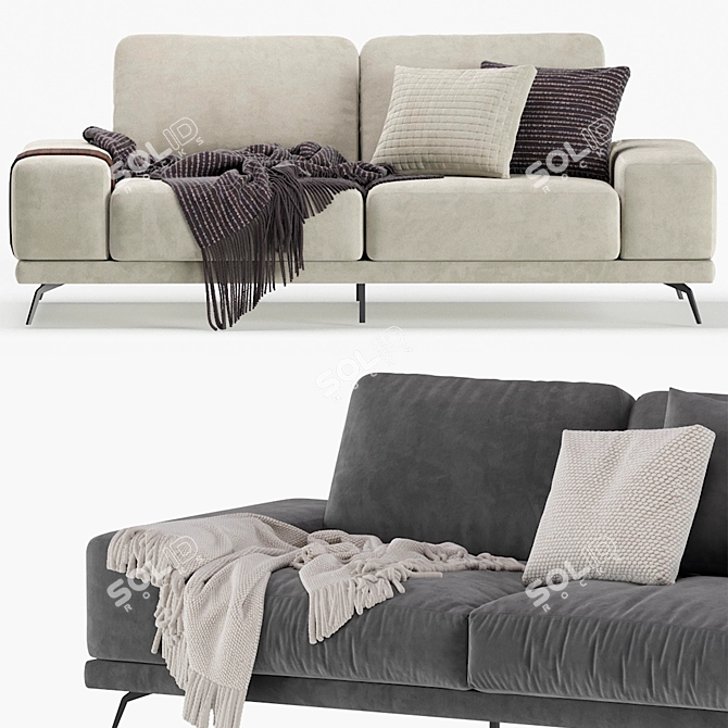 Modern Textile Grey Sofa 3D model image 4