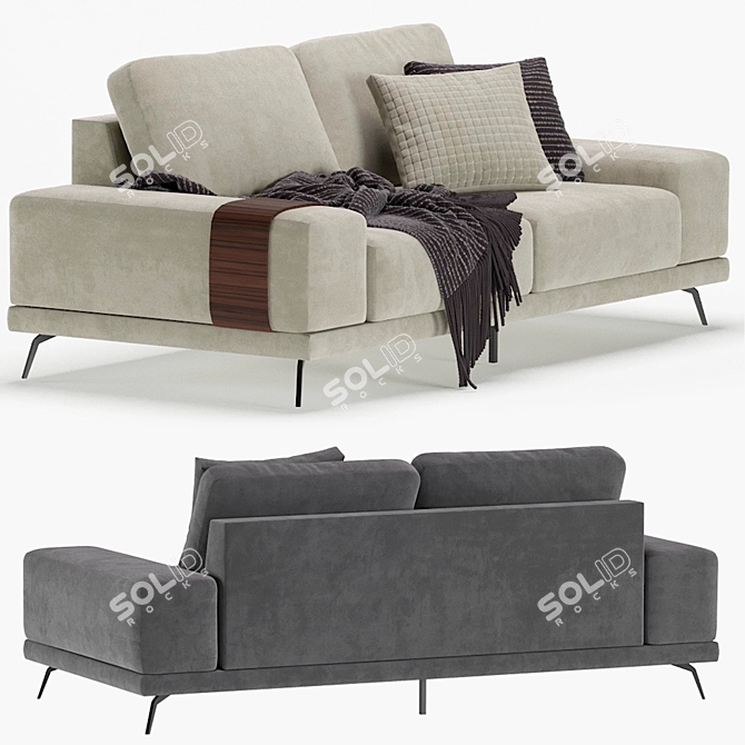 Modern Textile Grey Sofa 3D model image 5