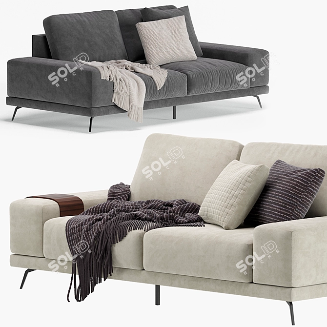 Modern Textile Grey Sofa 3D model image 6