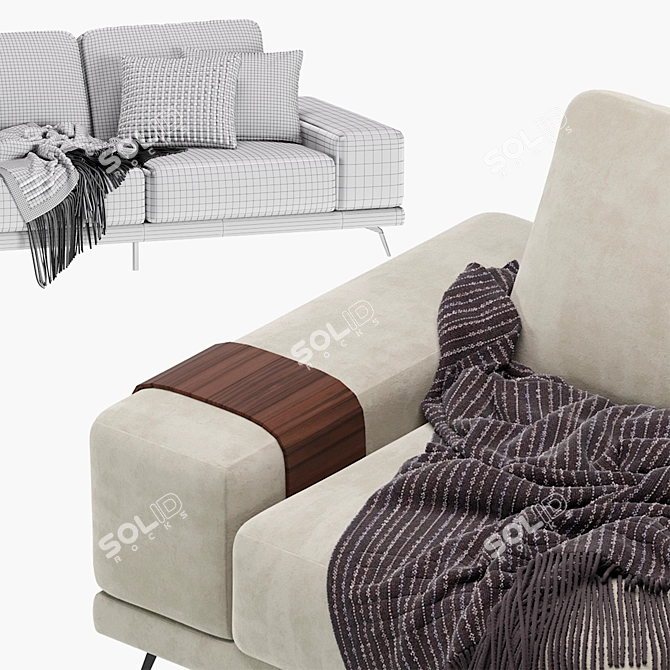 Modern Textile Grey Sofa 3D model image 7