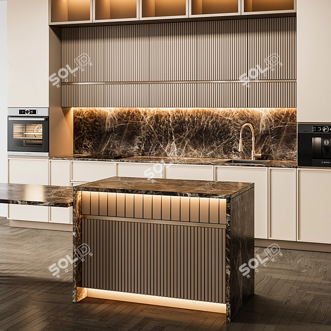 Versatile Modern Kitchen: Customizable Size & Color 3D model image 4