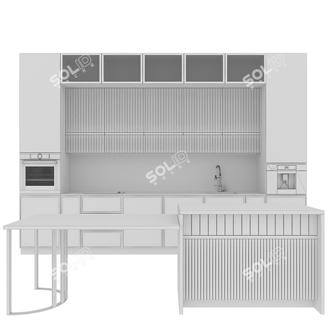 Versatile Modern Kitchen: Customizable Size & Color 3D model image 7