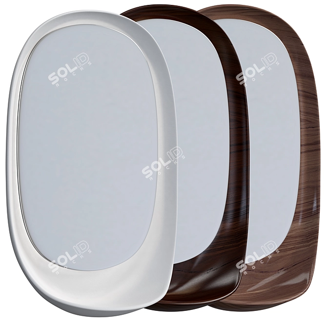 Sleek Wood Mirror with Shelf by Kristalia 3D model image 1