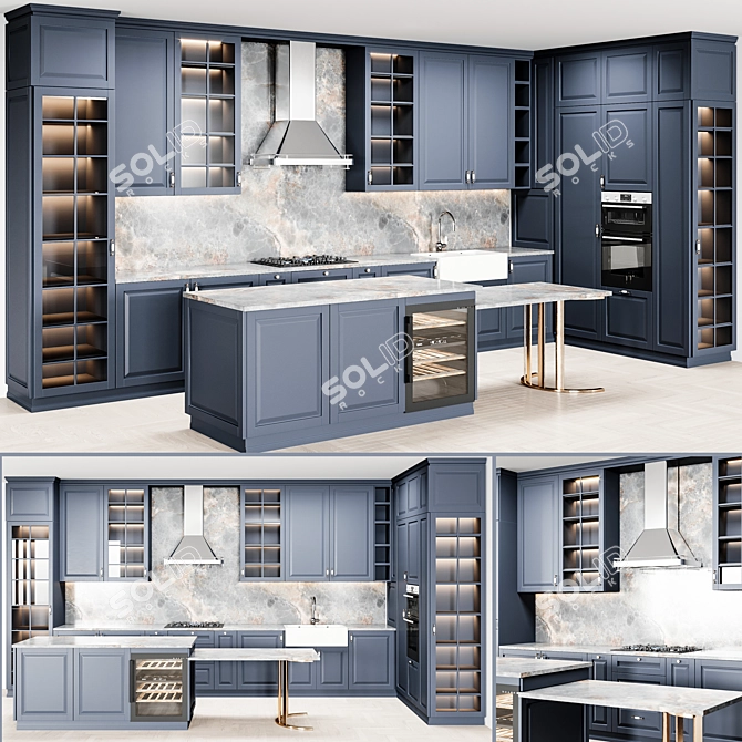 Ikea Kitchen Idea02: Sink, Mixer, Hood, Wine 3D model image 1
